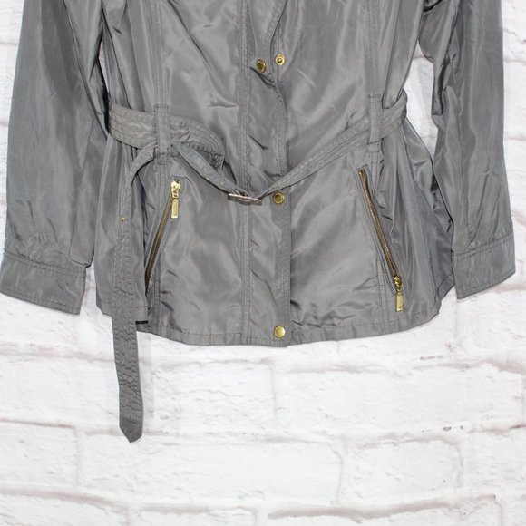 Barbour International Gray Polyester Lined Belted Jacket Size 14 - Picture 3 of 9